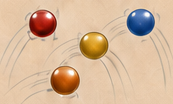 Colorful clown noses flying through the air